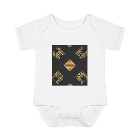 Gold Geometric Diamond Infant Bodysuit - Modern Tribal Pattern Baby Onesie